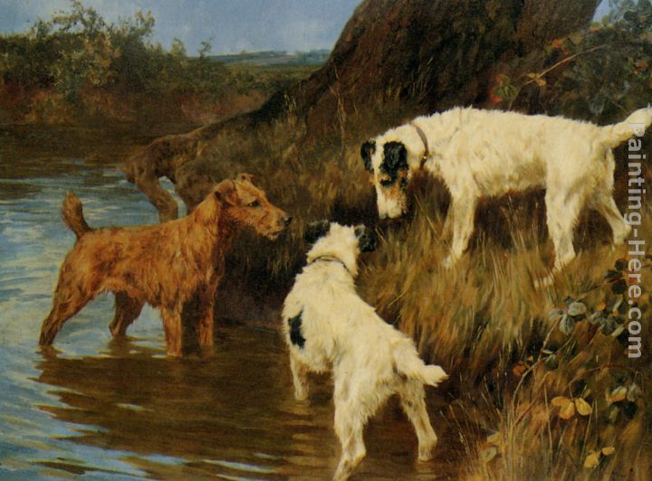 Three Terriers on the Scent painting - Arthur Wardle Three Terriers on the Scent art painting